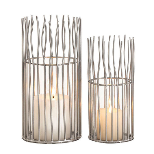 Kaarsenhouder set 2-delige teaight houder Wind Light Loft Black of Silver Candlestick Lanterns