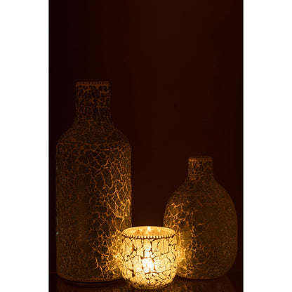 J-Line vaas Mozaiek - glas - groen/wit - large - 43 cm hoog