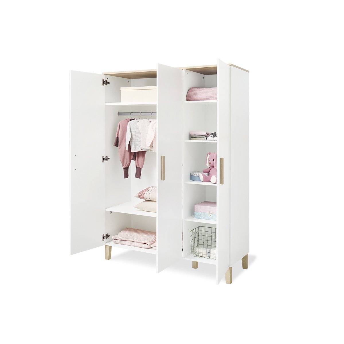 Set 'Lumi' breed groot 3 delen: ledikant, brede commode, grote kledingkast