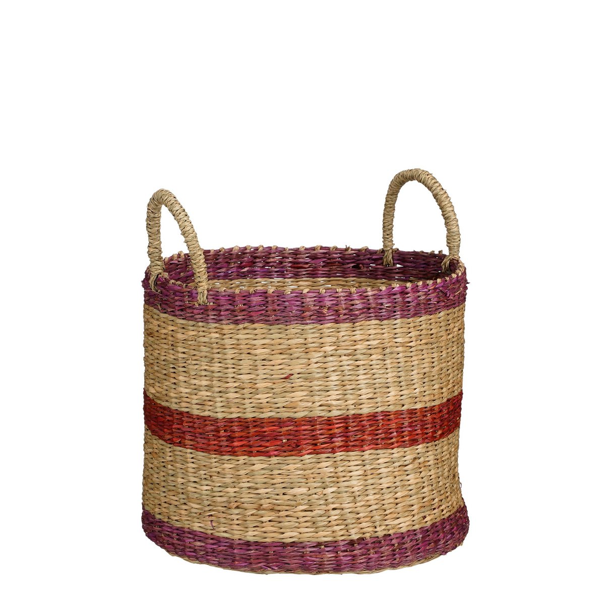 Mand - Set van 3 - H29 x Ø32 cm - Bruin, Rood, Groen, Roze
