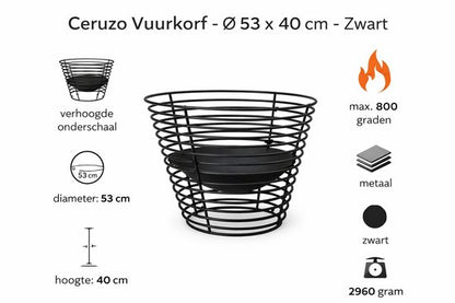 Vuurkorf - Ø 53 X 40 Cm - Zwart