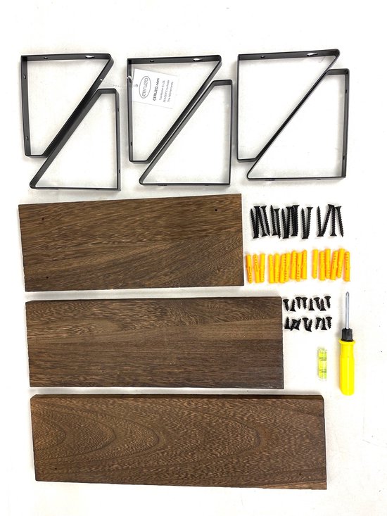 Ceruzo Wandplank Zwevend - Set Van 3 - 40/35/30 X 12 Cm - Vintage