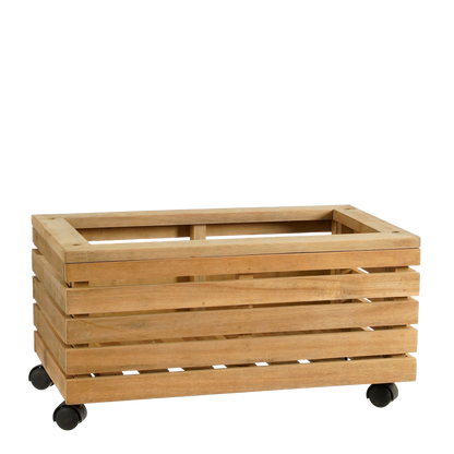 Plantenbak Glenwood op Wielen - L60 x B35 x H30 cm - Acaciahout - Bruin