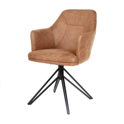 Armstoel Calvin draaivoet zwart Stof Soft Cognac