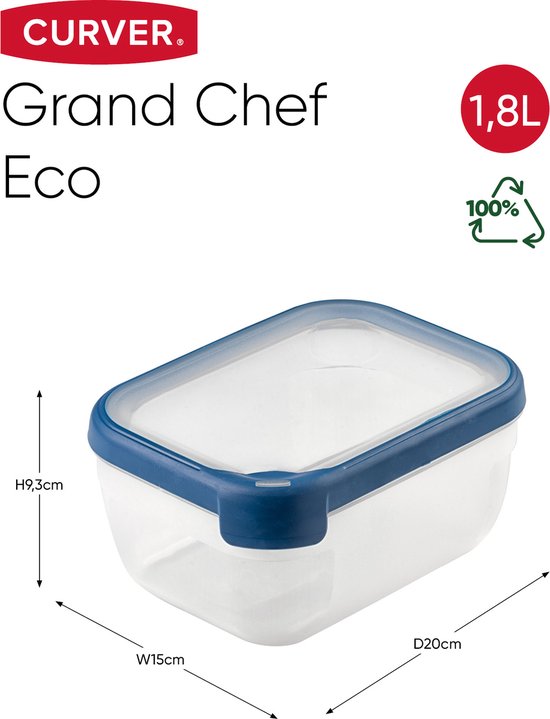 Curver Grand Chef Vershoudbak Rechthoek 1.8L Transparant/Donkerblauw