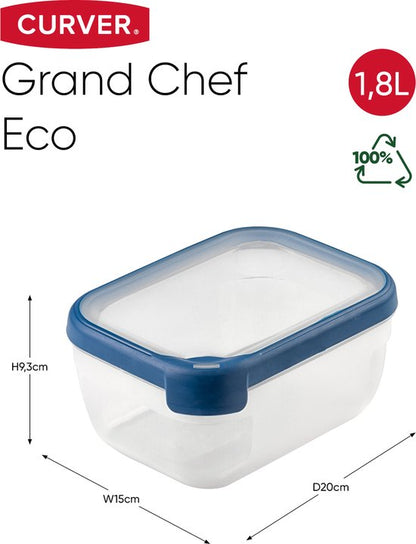 Curver Grand Chef Vershoudbak Rechthoek 1.8L Transparant/Donkerblauw