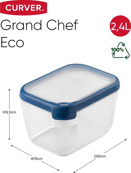 Curver Grand Chef Vershoudbak Rechthoek 2.4L Transparant/Donkerblauw