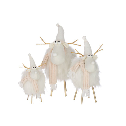 J-Line Rendier Hoed + Sjaal Polyester Wit/Beige Large