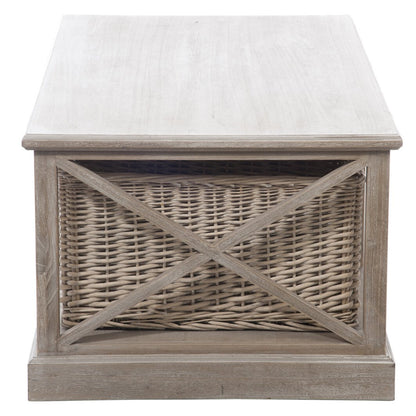 J-Line Salontafel Rechthoek - 2 schuiven en 1 mand - hout - grijs