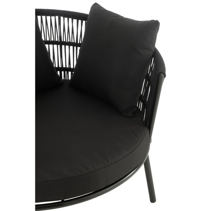 J-Line Stoel Joa Metaal/Rattan Zwart