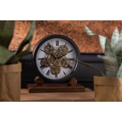 J-Line klok op voet Binnenwerk - hout - goud/zwart - Ø 35 cm