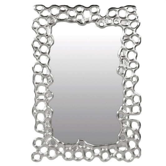 Glas/houten spiegel "Bubble" zilverkleurige lijst 70x100cm
