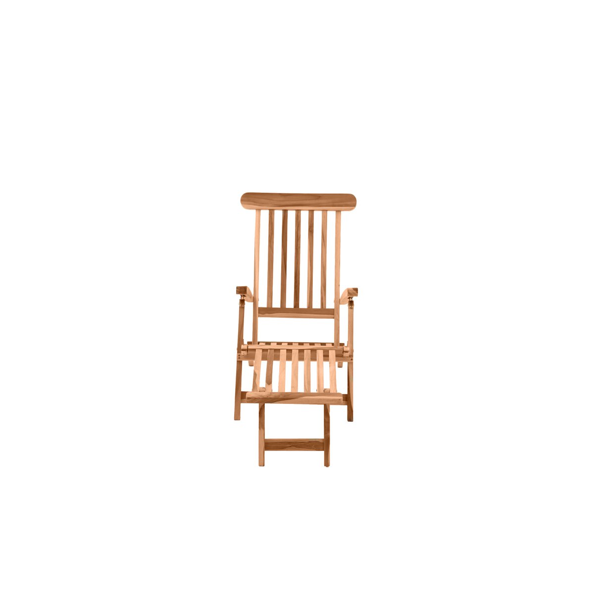 Ligstoel met voetensteun, teak