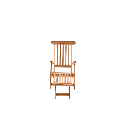 Ligstoel met voetensteun, teak