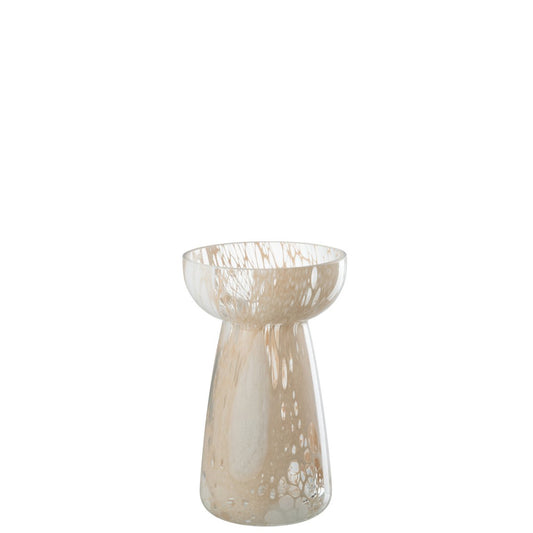 J-Line vaas Hoog Draden - glas - beige/wit - small - 17.5 cm hoog