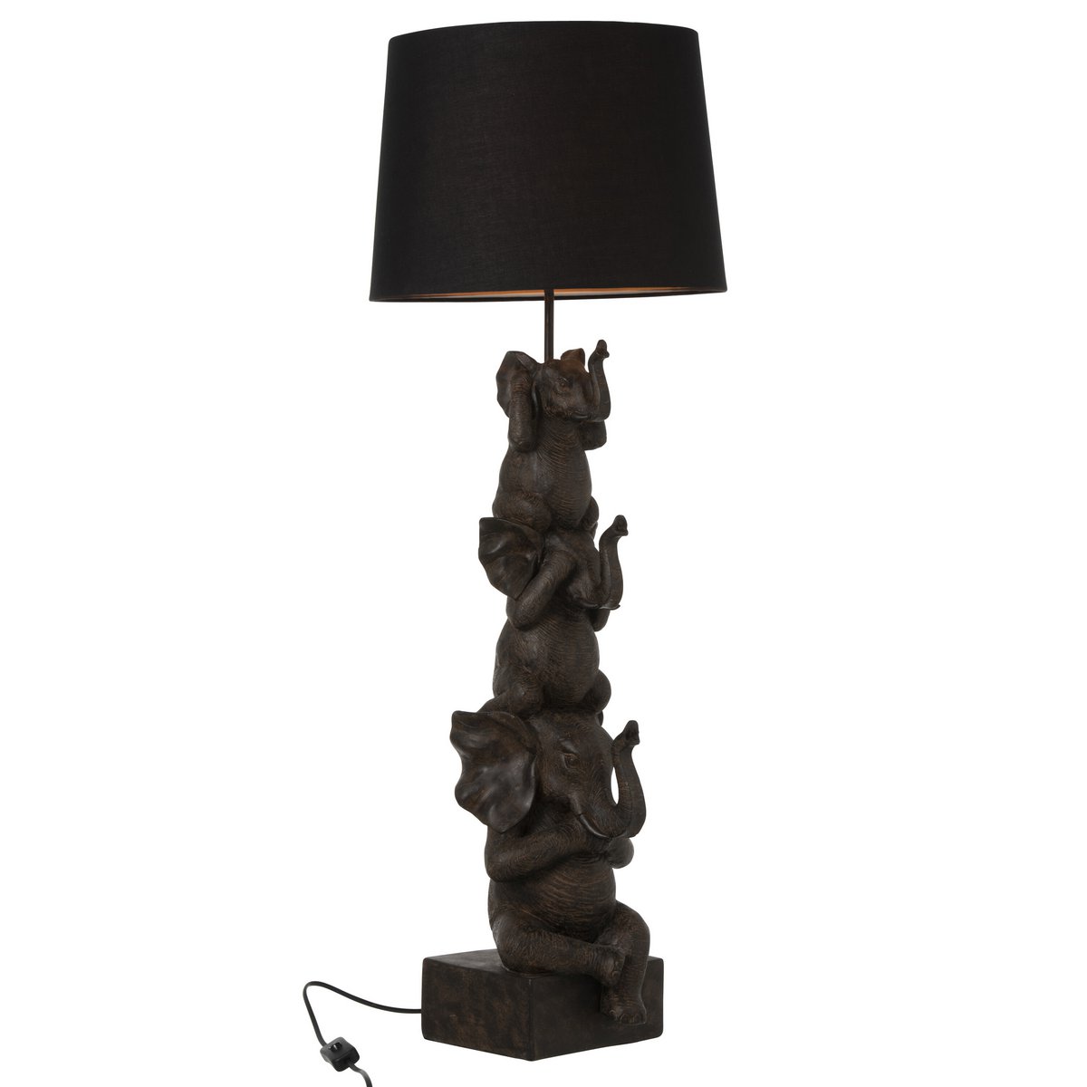 J-Line lamp 3 Olifanten - polyresin - bruin