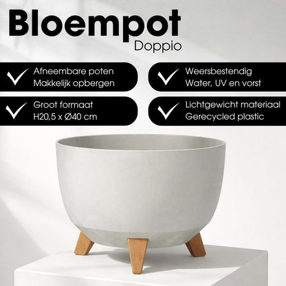 Plantenbak buiten Doppio Grijs Ø40cm H20,5cm