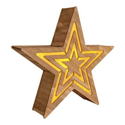 Kerstster Hout met geïntegreerde LED