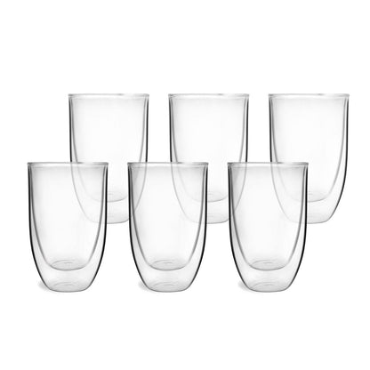 Set van 6 dubbelwandige lange glazen 350 ml