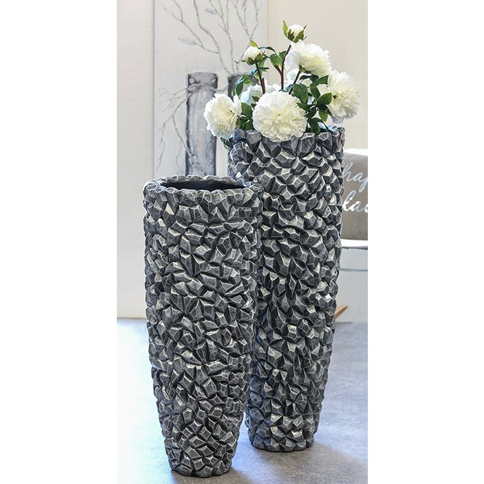 Bloempot "Gravity" grafiet H.90cm