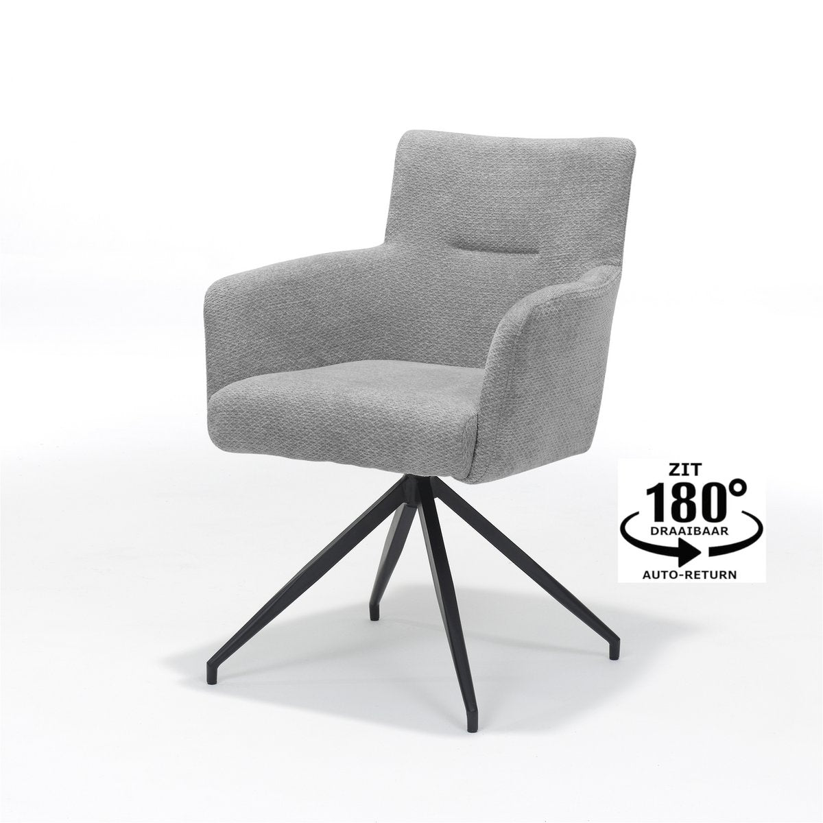 Joey armstoel Stof Retro Bliss Grijs frame zwart