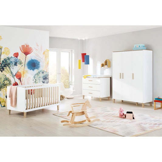 Set 'Lumi' breed groot 3 delen: ledikant, brede commode, grote kledingkast