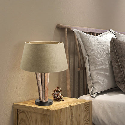 Tafellamp Melrose met Bindy Houten - Taupe Lampenkap