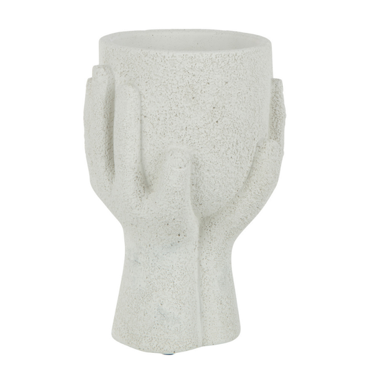 J-Line bloempot Handen - cement - wit - small - Ø 11 cm