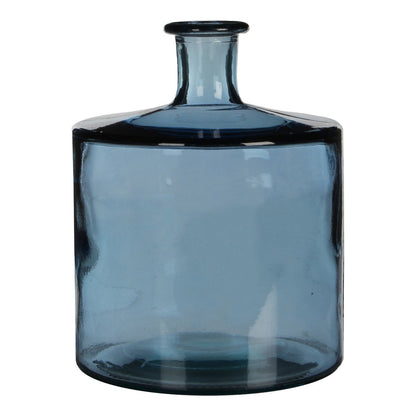 Guan Fles Vaas - H26 x Ø21 cm - Gerecycled Glas - Blauw