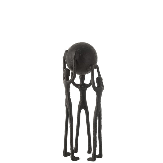 J-Line Figuur Persoon Kring Bal Aluminium Zwart