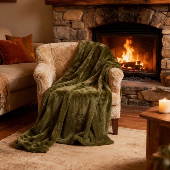 Plaid Arti Casa 200x150cm Donkergroen