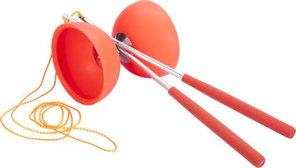 Diabolo rubber met alu stokjes rood