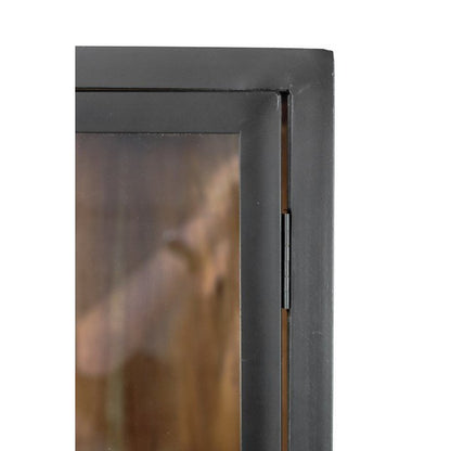 Vitrinekast 2 Deur-85x40x185-Zwart/Naturel-Acacia/Metaal