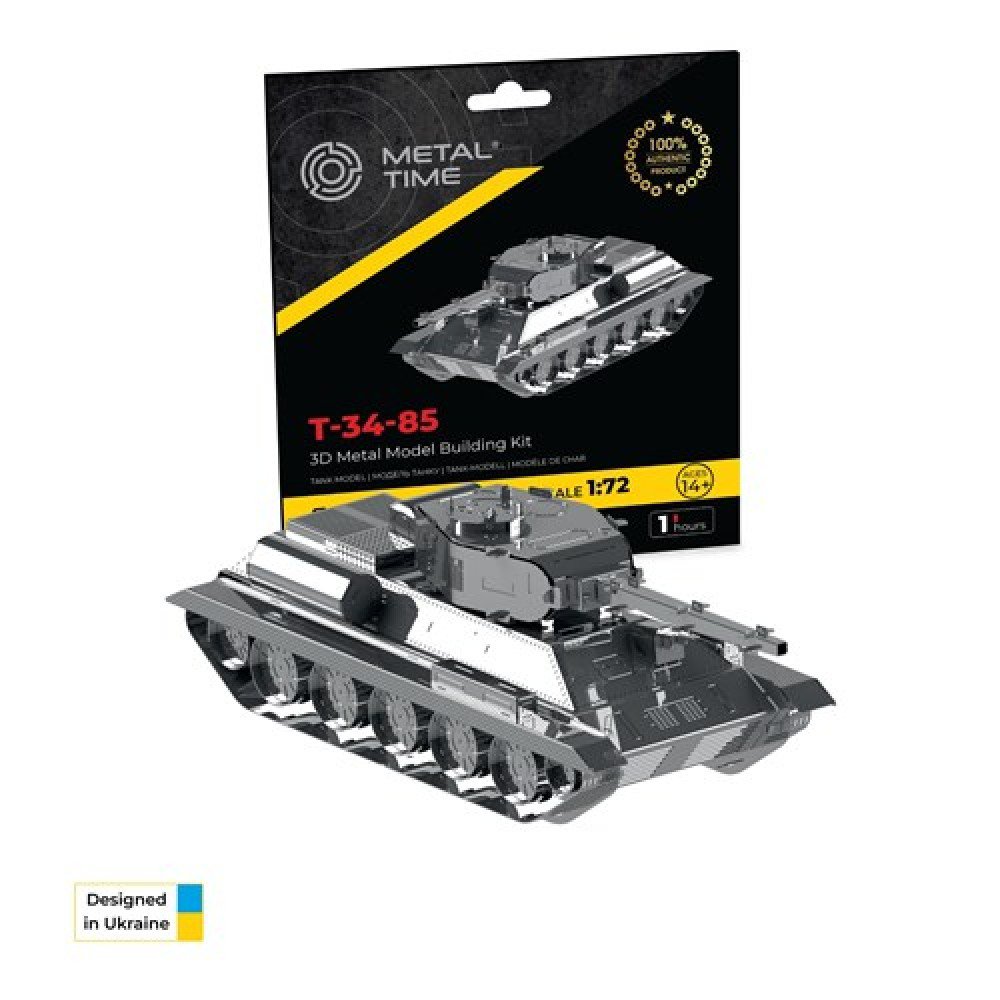 Metal Time 3D Metalen Bouwpakket Tank T-34-85, MT071, 11x3,6x4,4cm