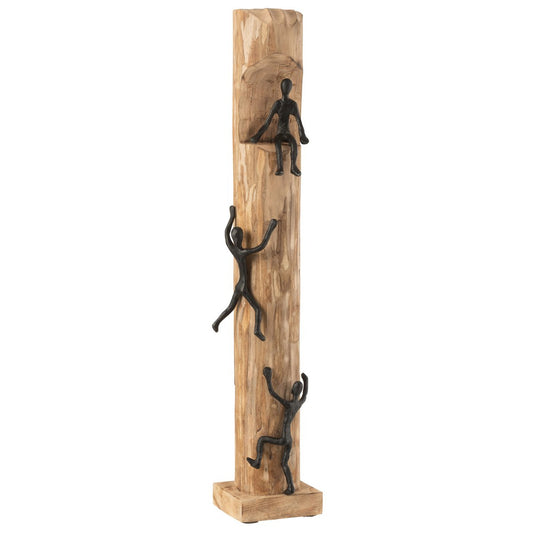 J-Line decoratie figuren Klimmen - hout/aluminium - zwart