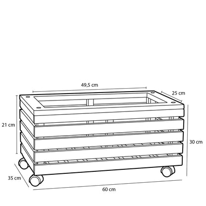 Plantenbak Glenwood op Wielen - L60 x B35 x H30 cm - Acaciahout - Bruin