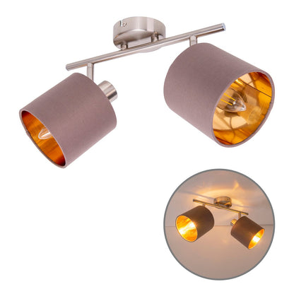 Plafondlamp "Maron" 2 spots totale lengte 46cm Bruin