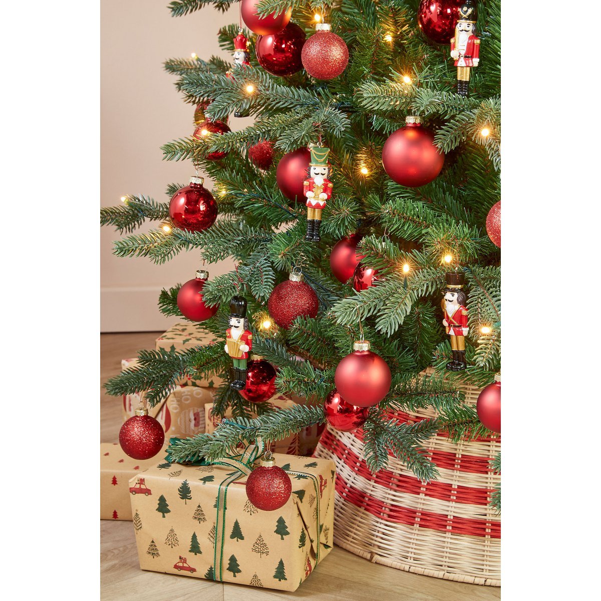 Kerstornament Notenkraker - Set van 6 - L4 x B2 x H11 cm - Polyester