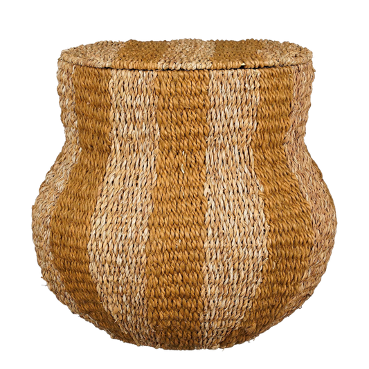 Opbergmand met Deksel Tacoma - H47 x Ø50 cm - Jute - Geel