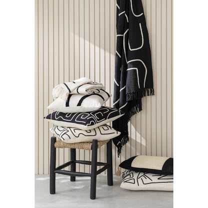 J-Line Plaid Strepen/Bogen Katoen Zwart/Wit