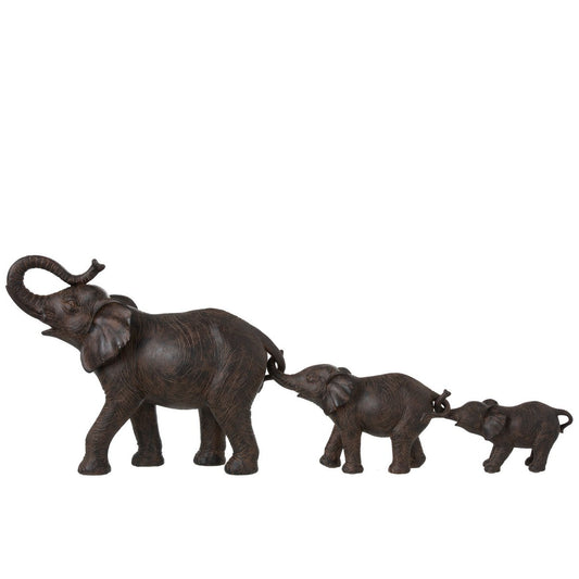 J-Line figuur Olifantenrij 3 - polyresin - bruin