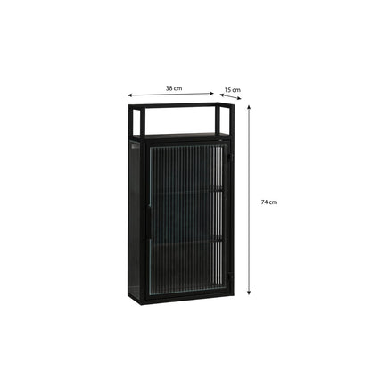 Clifton Wandkast - L38 x B15 x H74 cm - Metaal - Zwart