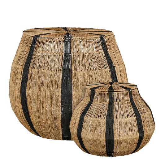 Liliano Mand - Set van 2 - H48 x Ø50 cm - Jute - Zwart