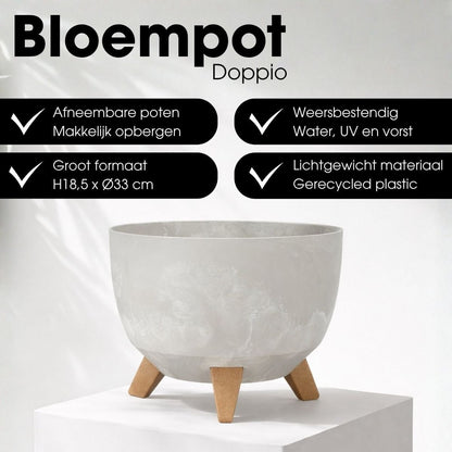 Plantenbak buiten Doppio Grijs Ø33 cm H18,5cm