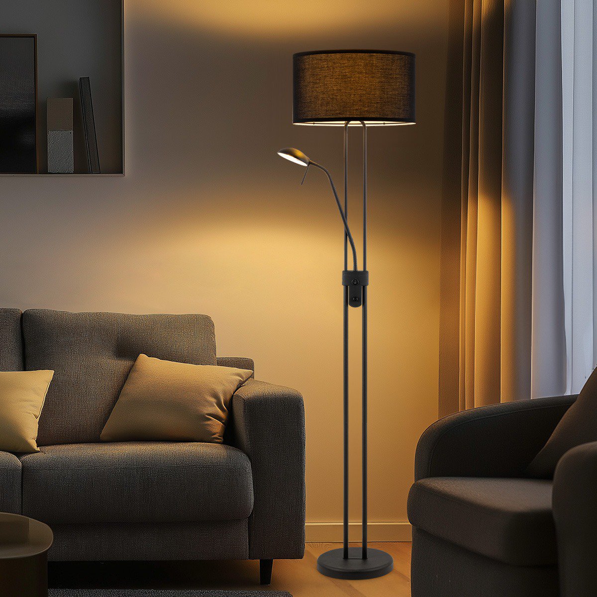 Moderne Vloerlamp - 40/40/170cm - Linnen Lampenkap