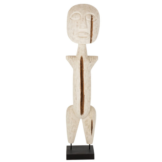 J-Line Figuur Primitief Albasia Hout Wit Extra Large