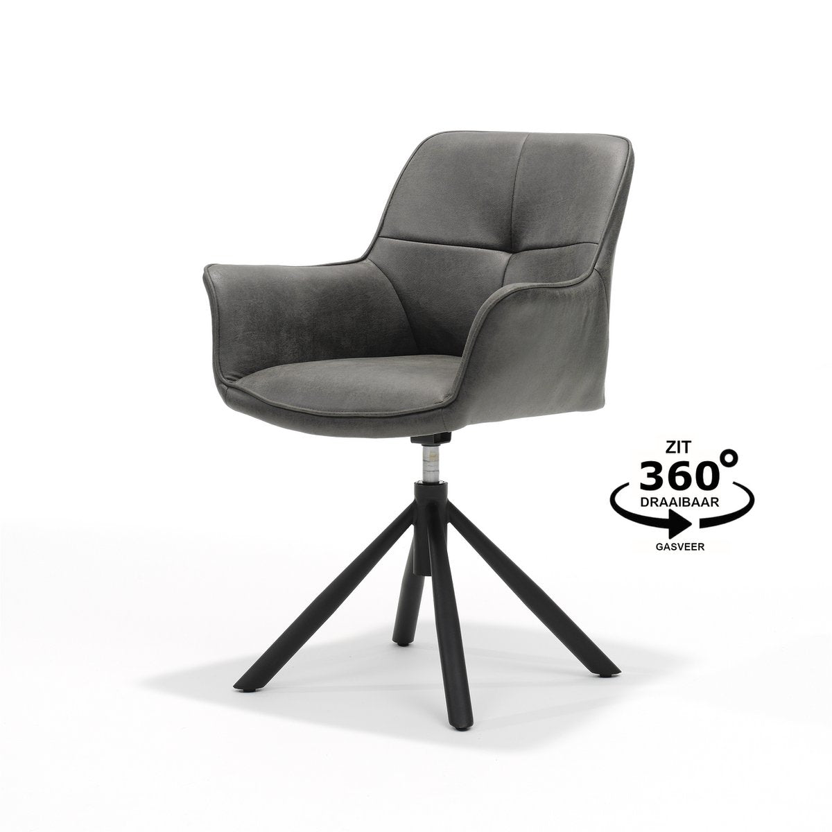 Rapid Armstoel T2-360 Bull Microleder Graphite %2366, Draaivoet 360