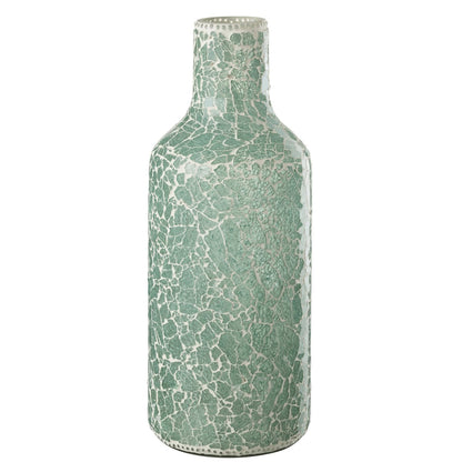 J-Line vaas Mozaiek - glas - groen/wit - large - 43 cm hoog