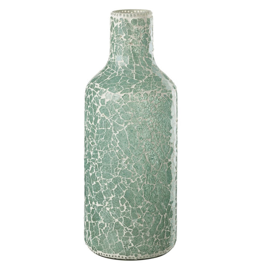 J-Line vaas Mozaiek - glas - groen/wit - large - 43 cm hoog