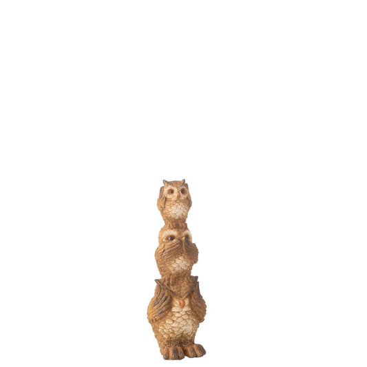 J-Line decoratie Uil op schouder - magnesium - bruin - small